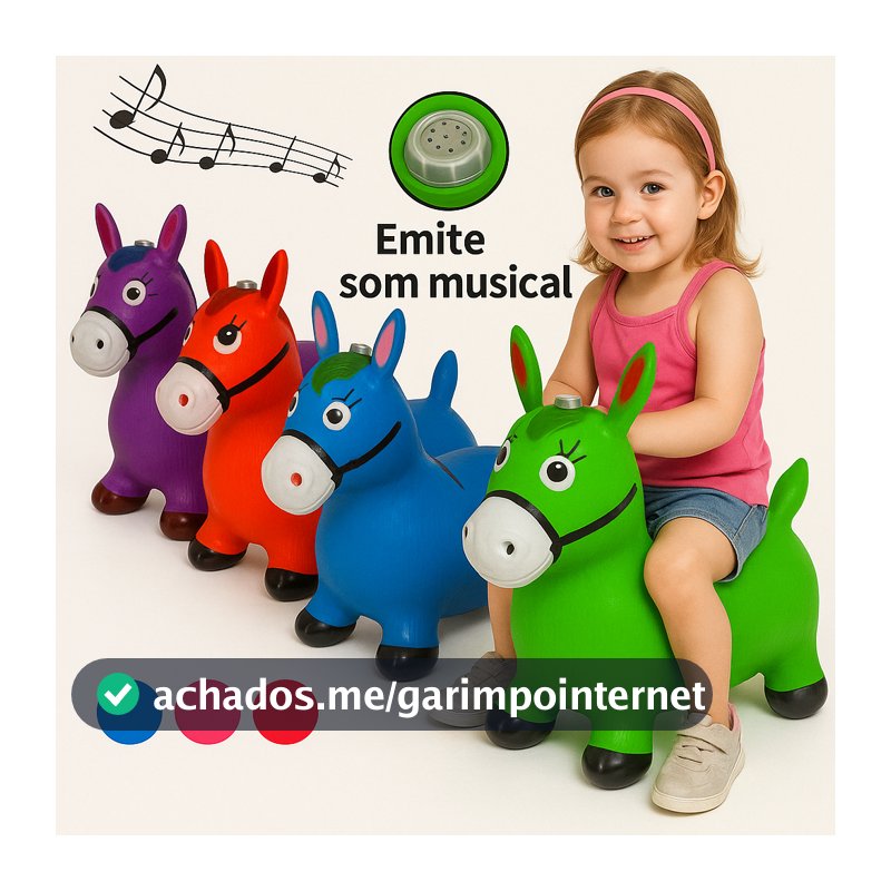 Cavalinho Upa Upa inflavel Pocoto Brinquedo Pula Pula Musica Infantil Com Musica e Led