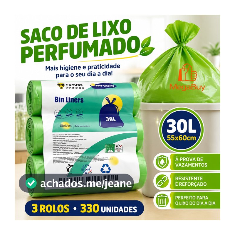 Kit 3/6 Lavender Scented Trash Bags | 90 Bags | Sink and Bathroom | 53x60cm