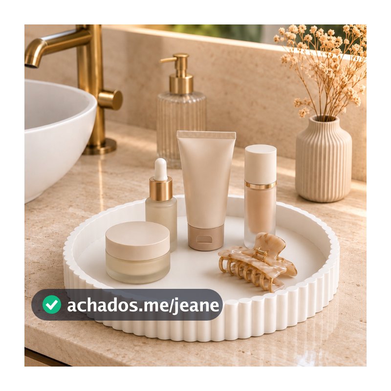 Bandeja Decorativa Redonda Canelada 20cm Para Perfumes Maquiagem Lavabo Porta Objetos e Trecos