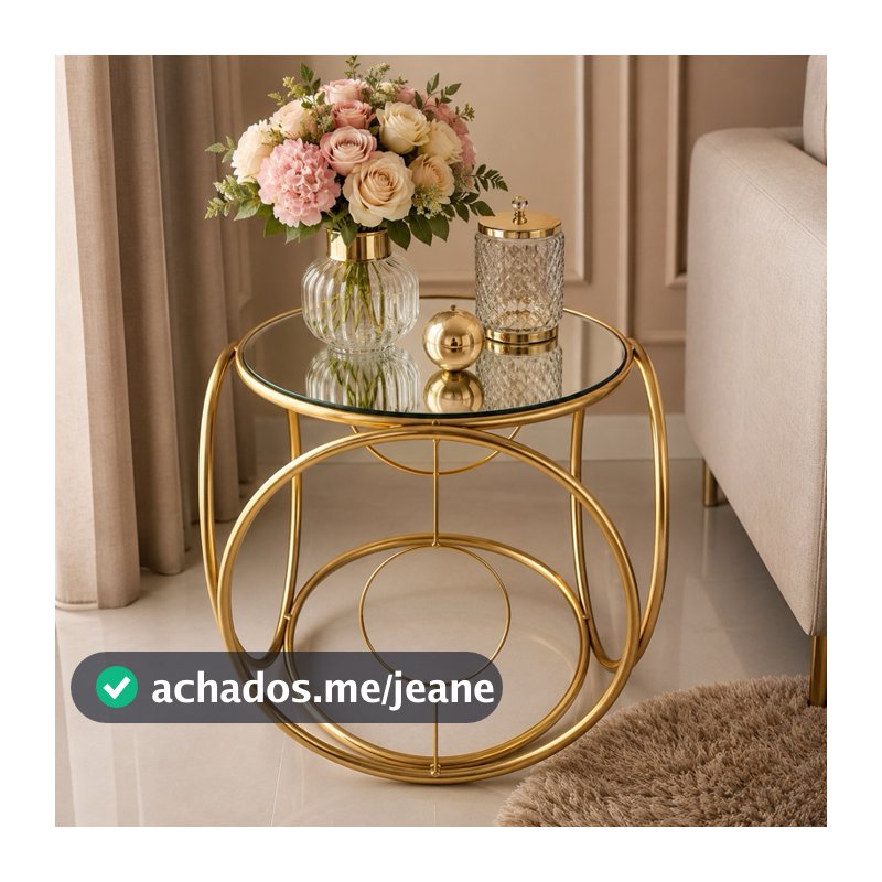 Mesa Decorativa Espelhada 40cm Luxo Sala Quarto