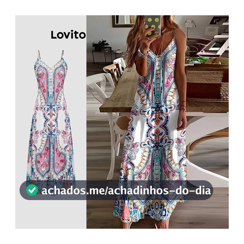 Lovito Férias Vestido Com Estampa Floral Tribal Para Mulheres LBL18248