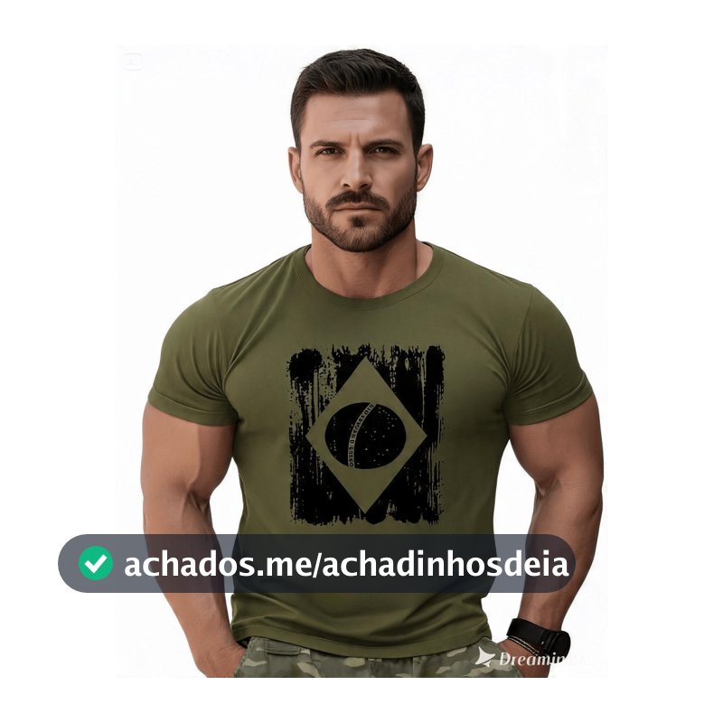 Camiseta Militar Verde Tática Bandeira do Brasil Airsoft Atirador CAC Exército Brasileiro Verde Oliva