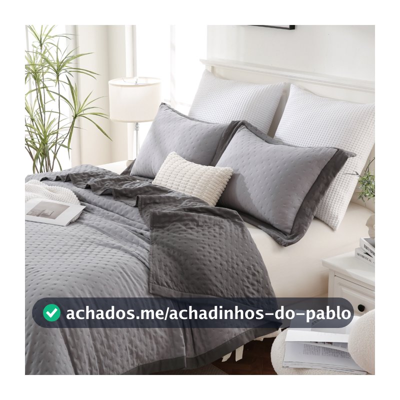 Kit Cobre Leito Colcha Paris 300 fios Dupla Face Porta Travesseiro Aba Americana King Queen Casal