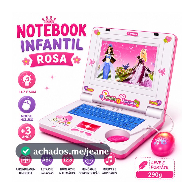 Notebook De Brinquedo Laptop Infantil Musical Com Luz Educativo Presentes para crianças