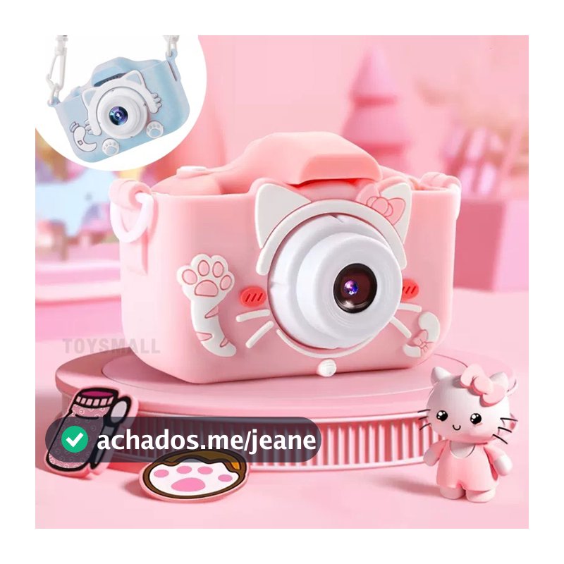 Mini Câmera Infantil Mini Recarregável Com Capa Video Jogos Fotos