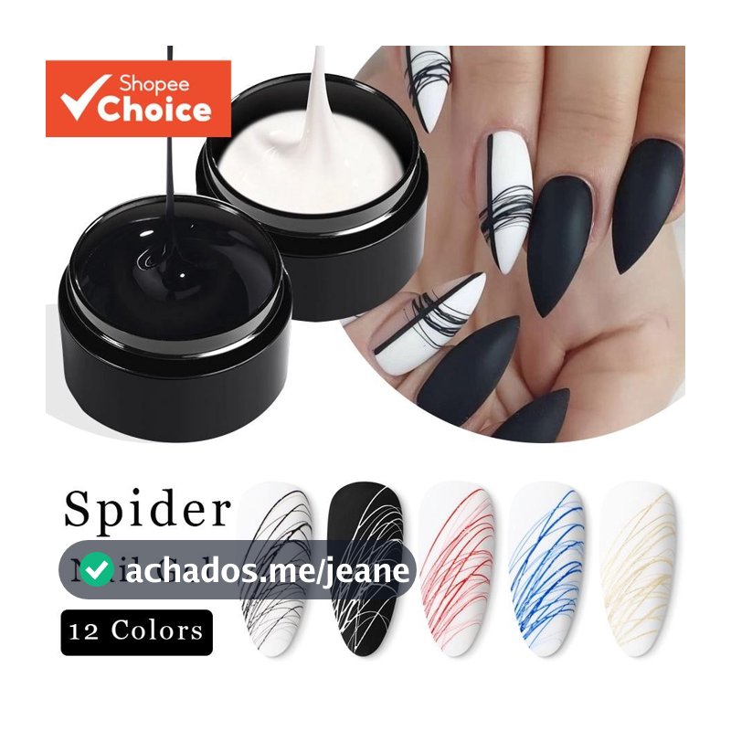 Gel preto/branco 3D para nail art, caneta, liner, top coat refletivo