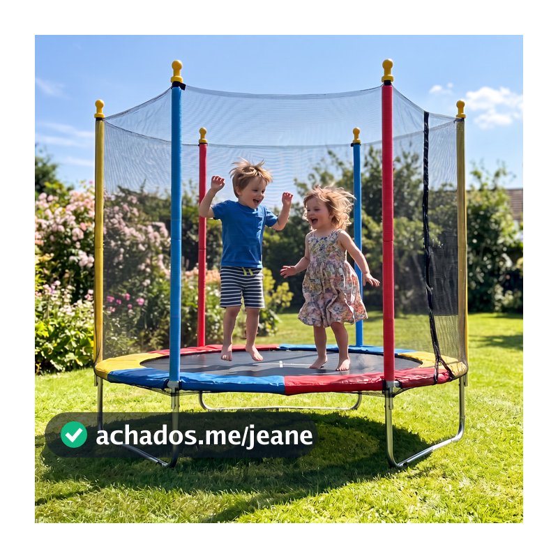 Cama Elástica Infantil 1,80M Pula Pula Trampolim Rede de Proteção Colorida Aço Galvanizado Externa Presente
