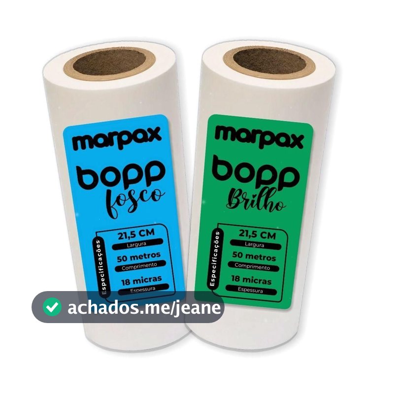 Kit Bobina Bopp Laminação A4 21,5cmx50m Brilho E Fosco Encadernação Capas Agendas Personalizados