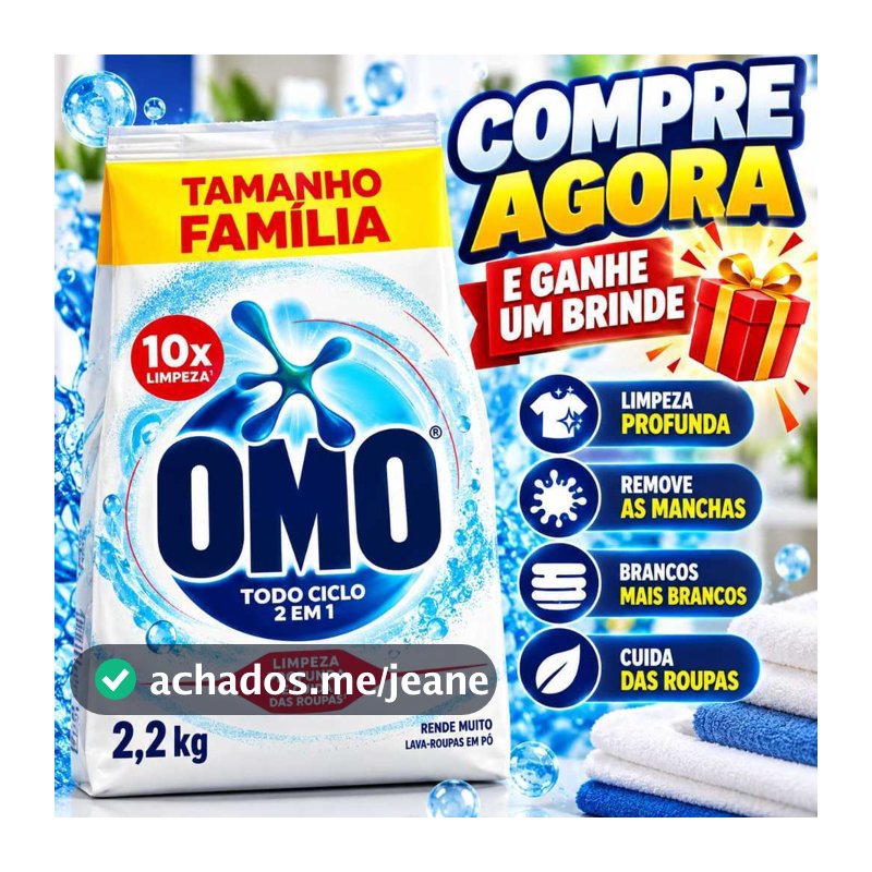 Sabão em Pó OMO Lavagem Perfeita 2.2 Rende até 27 Lavagens