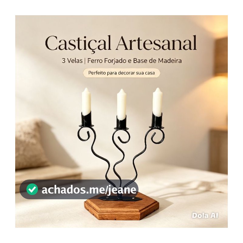 Castiçal Artesanal Madeira Ferro - Porta velas rústico, decorativo, ambiente mais acolhedor à luz de velas