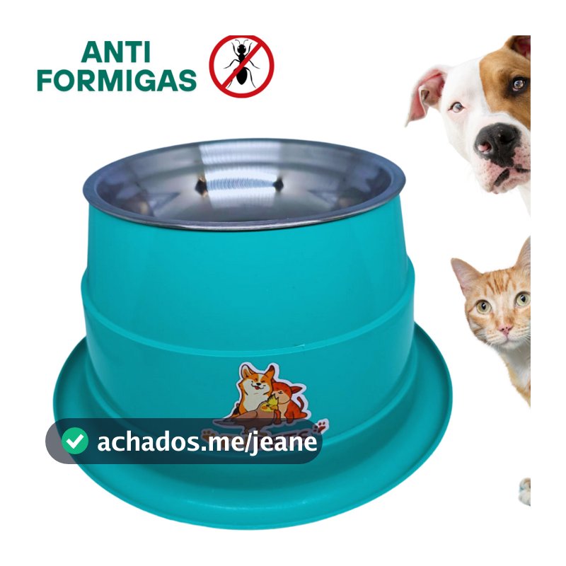 Comedouro Bebedouro Inox Antiformiga Elevado para Cachorro e Gato Tigela Removível Água e Ração