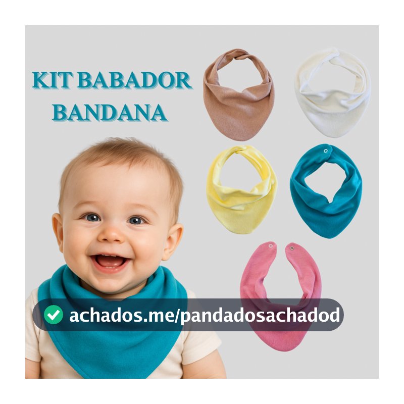 5 Babador Bandana Bebê Suedine 100% Algodão Cores Sortidas Hipoalergênico Infantil