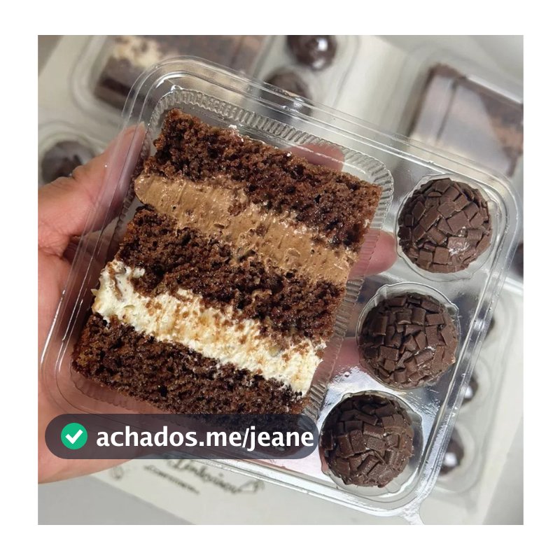 Embalagem Delícias de Festa para Fatia de Torta/Bolo e 3 Docinhos (Com tampa)