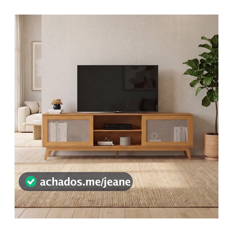 Rack para TV até 75 Polegadas MDF 218cm Pés em Madeira Maciça Denver Yescasa Marrom Nature