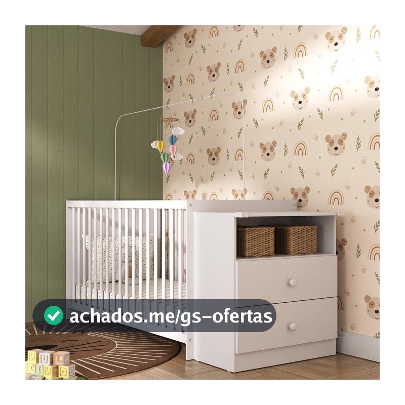 Berço Cômoda para Colchão 60 x 130 cm Multimóveis Meu Bebê FG2870 Branco