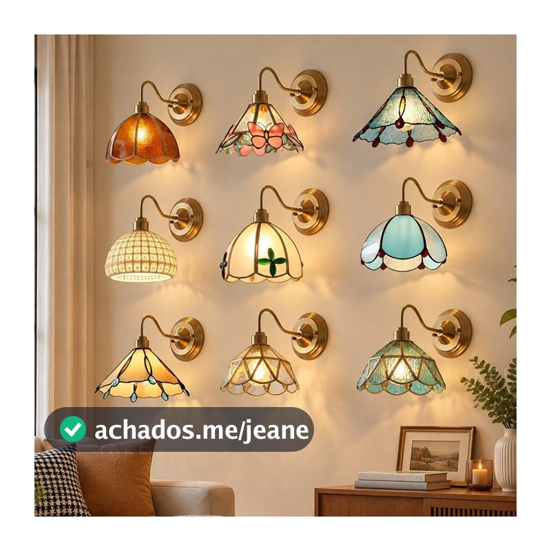 Arandela De Parede Vitral Vintage Varios Padroes Vidro Colorido Para Quarto Corredor Decoracao Retro
