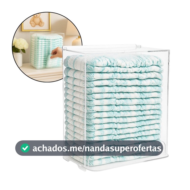 Porta Organizador Fralda Caixa Urna Banheiro Quarto Acrilico Bebe Fraldário Suporte Armazenar