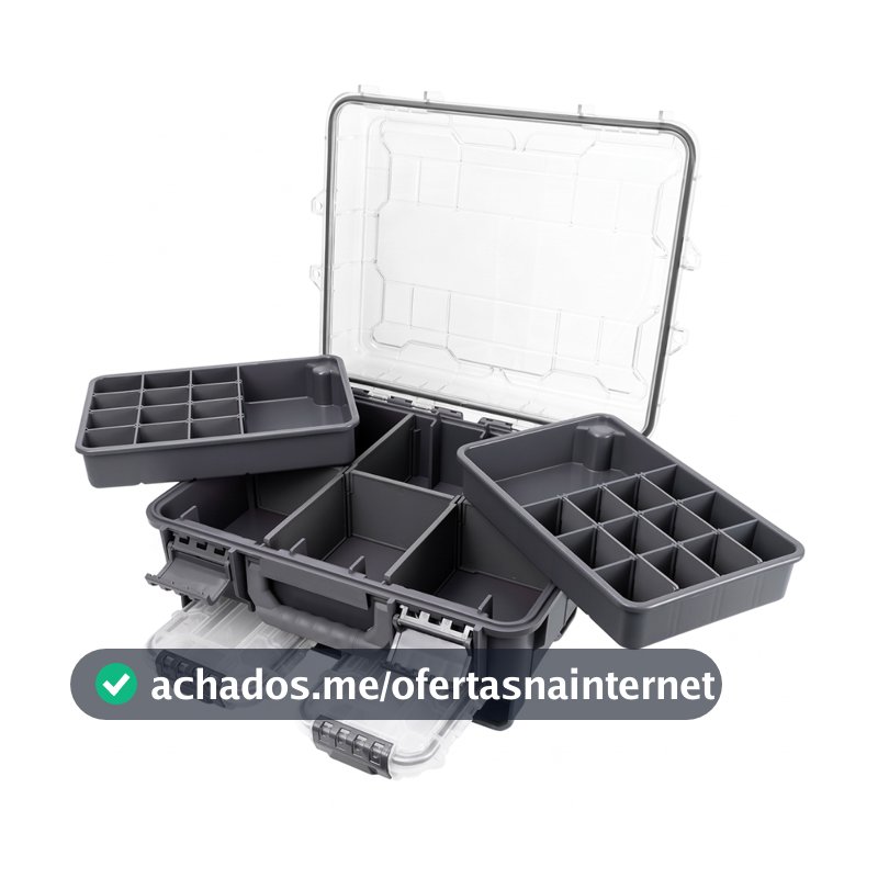 Caixa De Pesca Organizadora Com Bandejas Maleta Resistente Antichoque Para Iscas e Acessórios