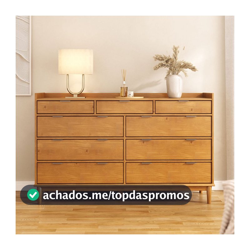 Cômoda Grande Para Quarto Casal 9 Gavetas Madeira Maciça Mel Lice