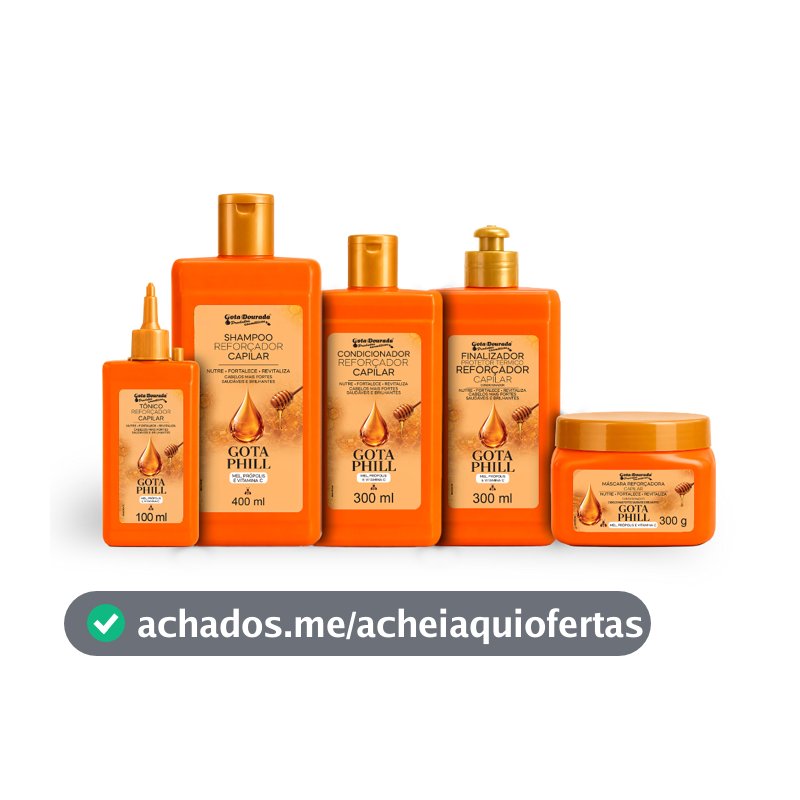 Kit Gota Phill - Shampoo, Condicionador, Máscara, Finalizador e Tônico - Fortalecedor Capilar