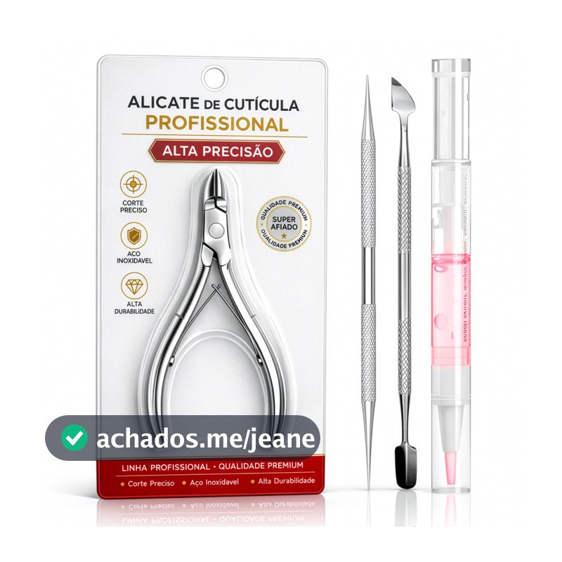 Kit Manicure Profissional Manicure Inox Alicate Cutícula Espátula Palito Ponta Dupla Esterilizável