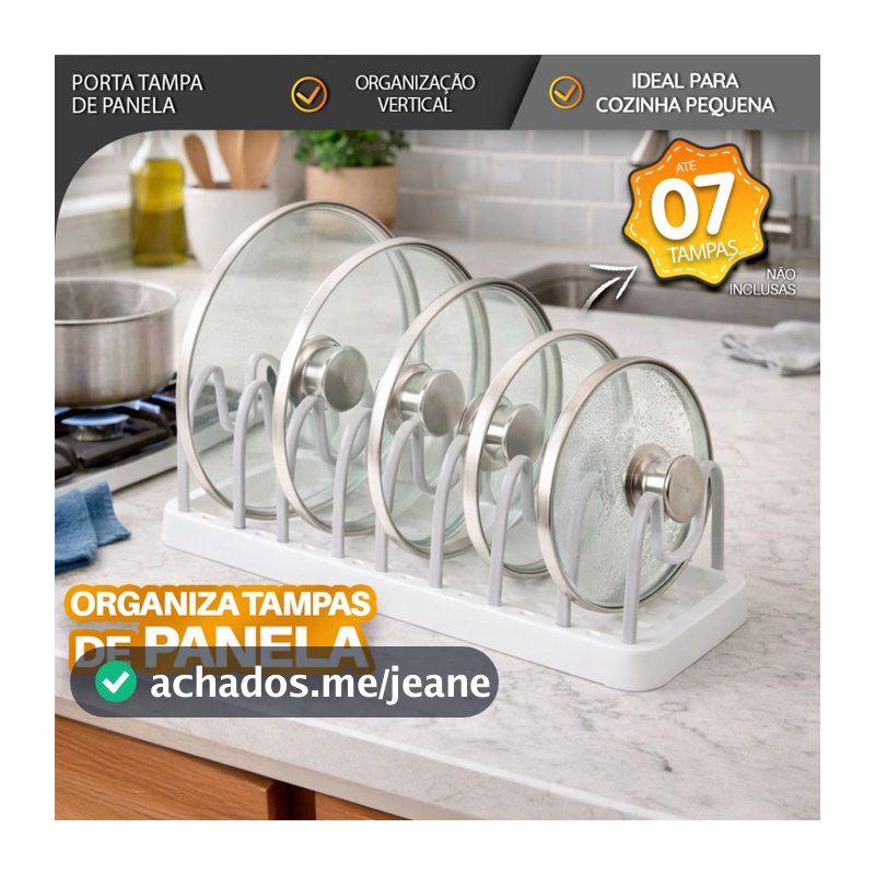 Porta Tampas de Panela Organizador Vertical para Bancada e Armário