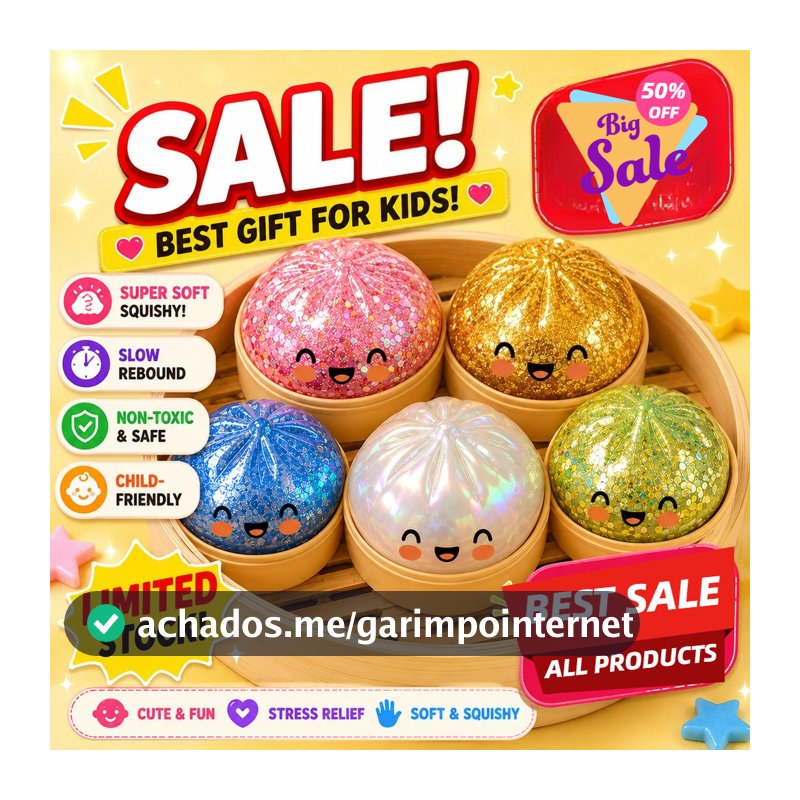 8,5cm/5cm Squishy Glitter Dumpling Simulação Alívio Do Estresse Para Brinquedo Infantil
