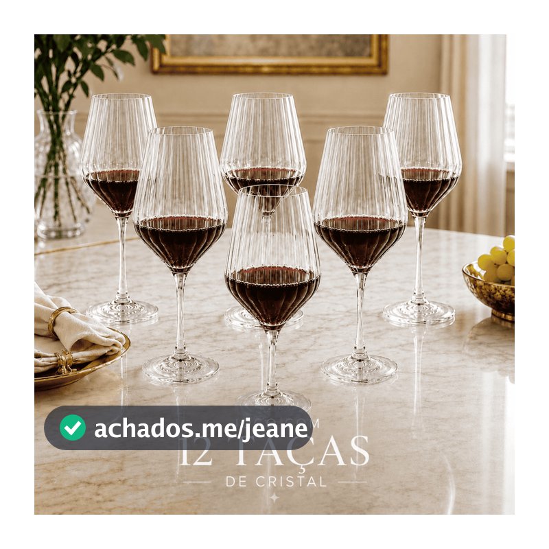 Jogo 12 Taças Vinho Vidro Cristal 510 ml Taças Elegantes Transparentes Luxo Premium Promoção