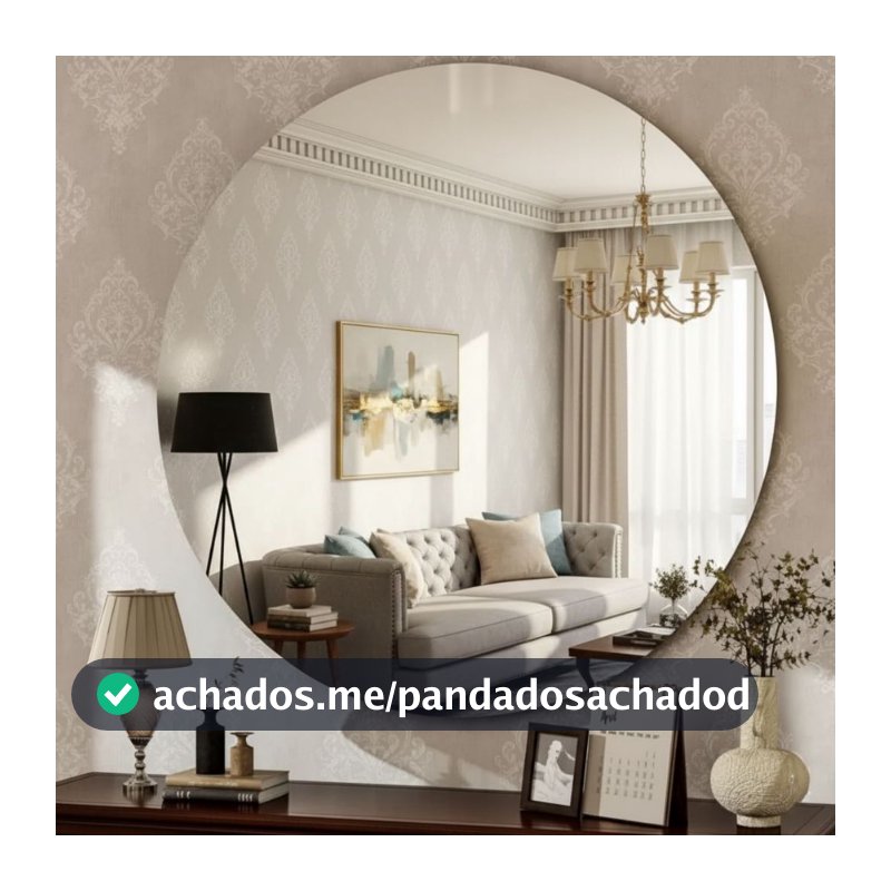 Espelho De Parede Redondo  De vidro 60 X 60 CM  Moderno Lapidado SALA ESCRITORIO HALL QUARTO