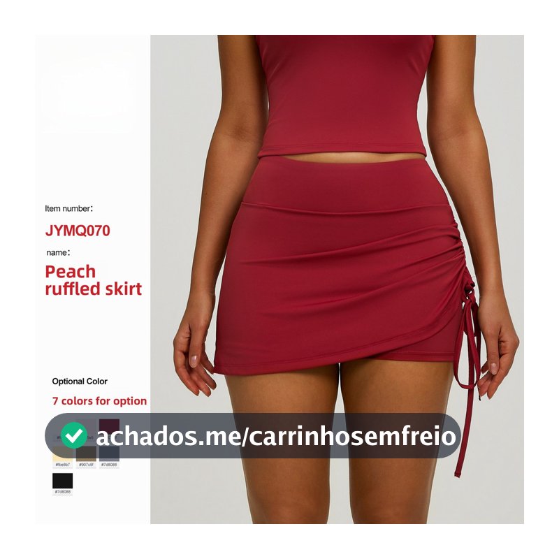 Saia curta esportiva enrugada feminina Anti-reflexo cintura alta levantamento de quadril correndo falso de duas peças Yo