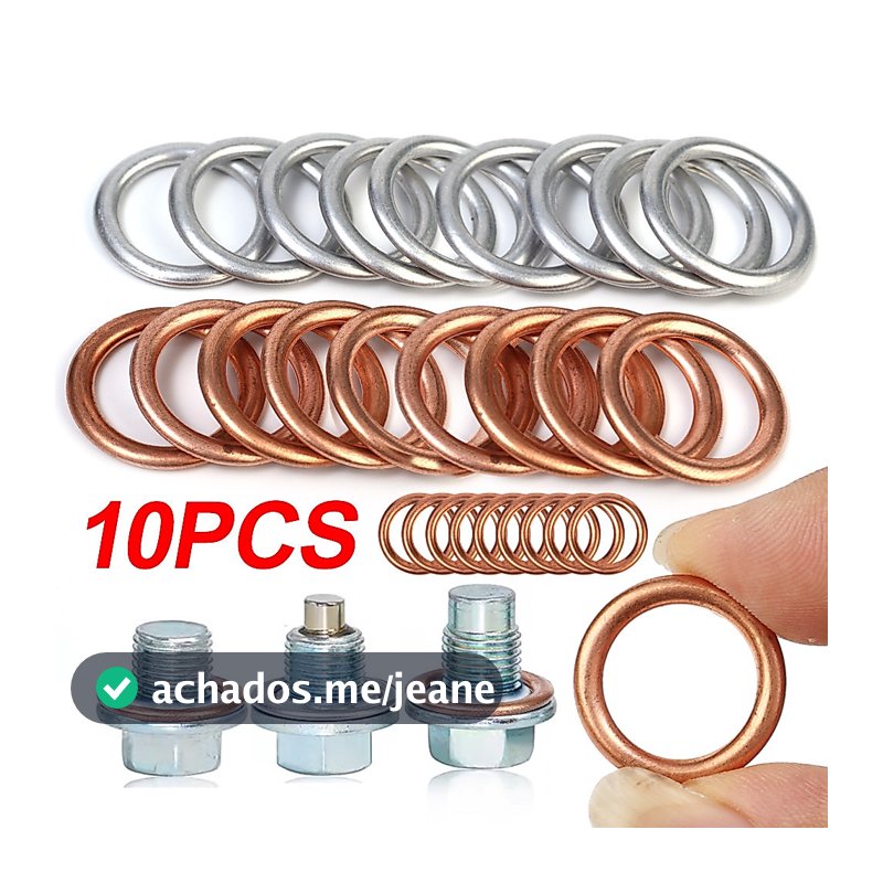 10Pcs/Set Junta Do Parafuso De Drenagem Da Panela De Óleo Motor Automóvel-Acessórios Para Peças Automotivas-Arruelas De Vedação Tampão De Alumínio/Cobre-Volkswagen , Audi-Substituíveis , Duráveis