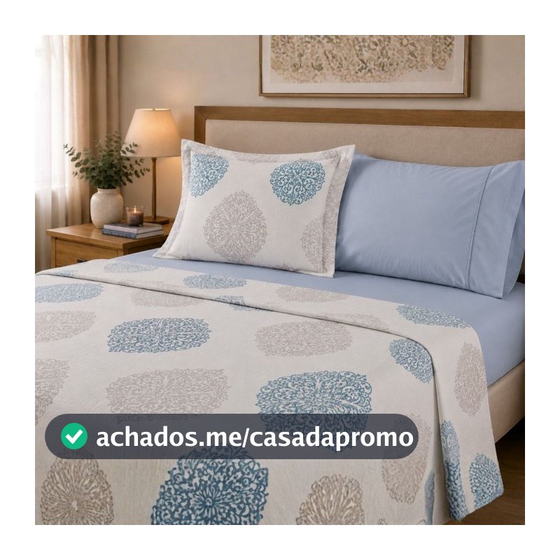 Kit 6 Peças Cobre Leito + Jogo de Lençol Piquet 180 Fios Ponto Palito 100% Micropercal