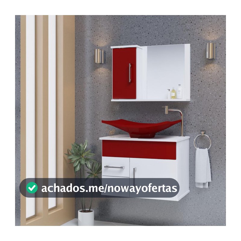 Conjunto Turin MDF gabinete de banheiro com pia e espelheira