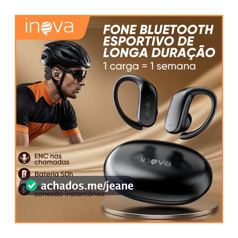 INOVA Fone de Ouvido Esportivo Sem Fio Bluetooth Com Microfone IPX5 À Prova D'Água Gancho Alta Fidelidade Estéreo