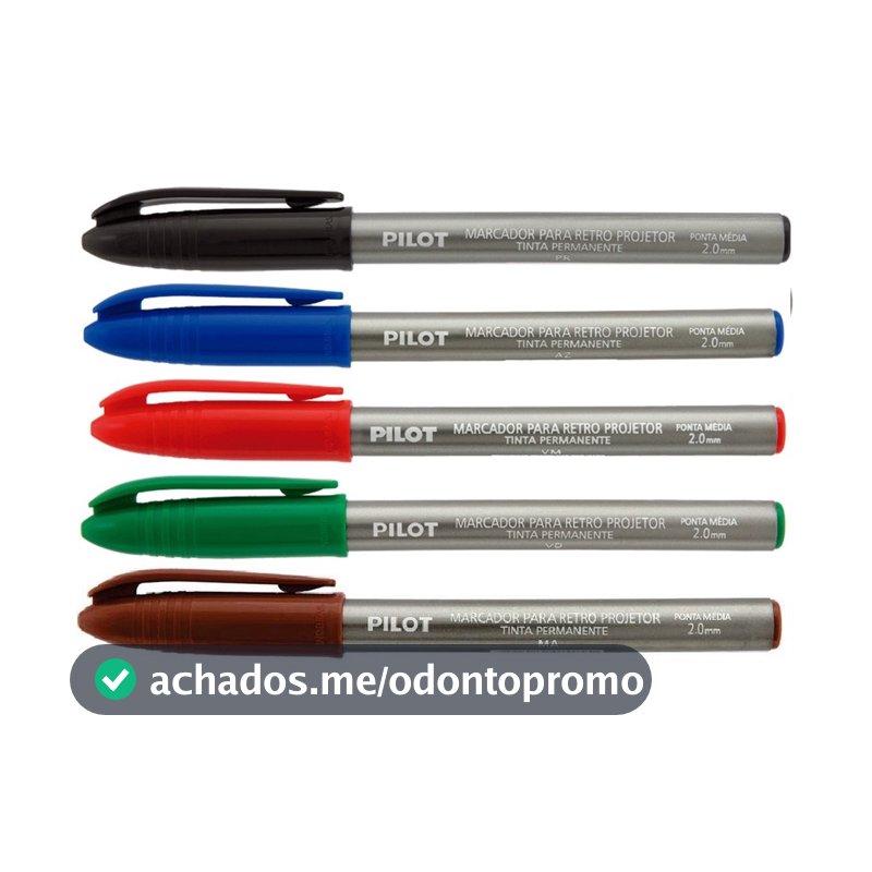 Caneta Retroprojetor 2.0 mm (Azul Marrom Preto Verde Vermelho) - Pilot | para CD e DVD