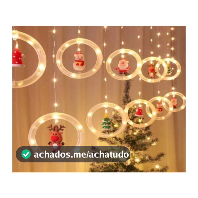 Cortina de Luz LED Cascata Pisca-Pisca Natal  Estrela, Papai Noel Decoração Festiva