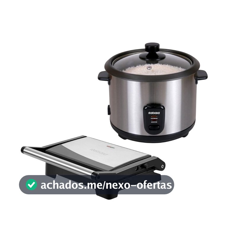 Kit Itatiaia Panela de Arroz 1,5 L Midi e Grill Essencial 1000 W Inox