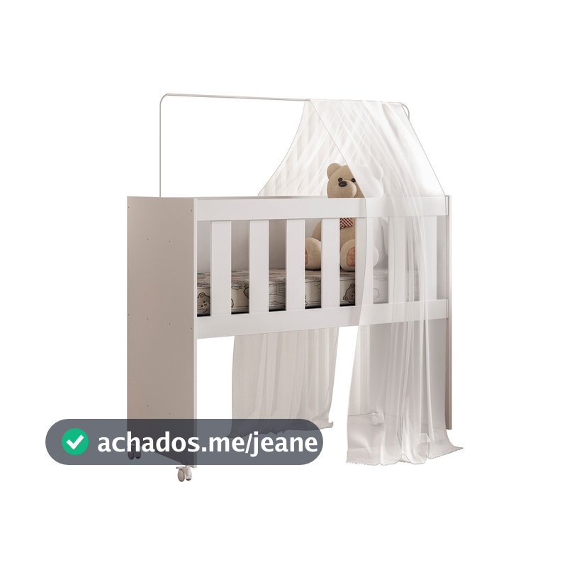 Mini Berço Rubi 5 em 1 Multifuncional com Rodinhas Colchão Incluso e Suporte para Mosquiteiro 100% MDF - AV