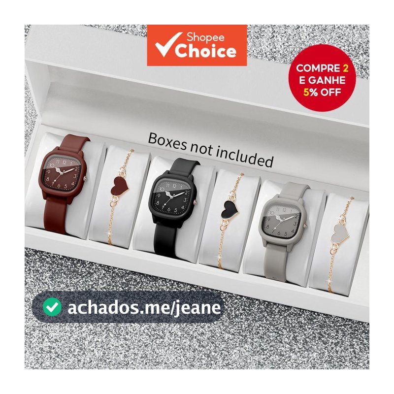 Dia Dos Namorados Verão 6 Peças Mostrador Árabe Silicone Conjunto De Relógio Feminino Coração Pulseiras Quartzo