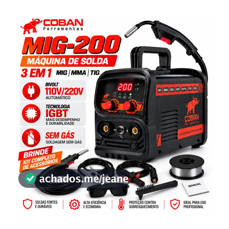 Máquina De Solda Mig 200a Bivolt Mma Eletrodo Tig Lift Smart Vermelho