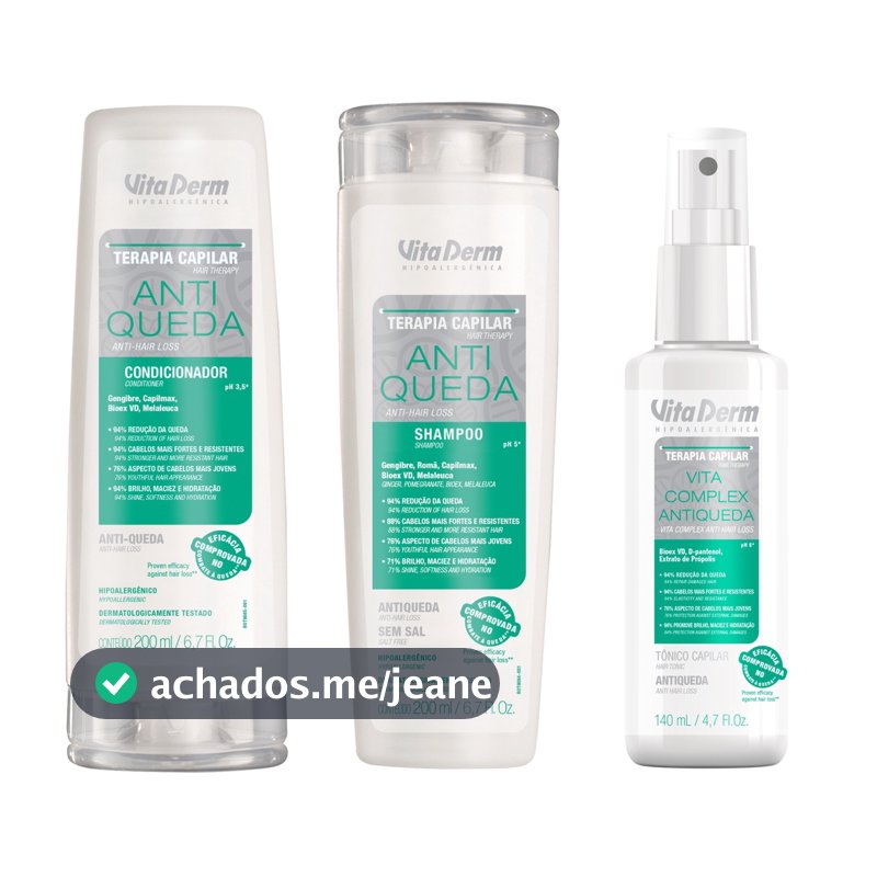 Kit Anti Queda Vita Derm - fortalecimento, antiqueda, brilho, tratamento cabelo antiqueda