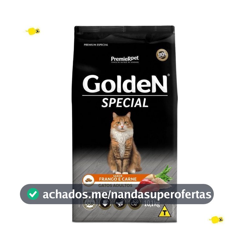 Ração Golden Special para Gatos Adultos Sabor Frango e Carne 10.1kg