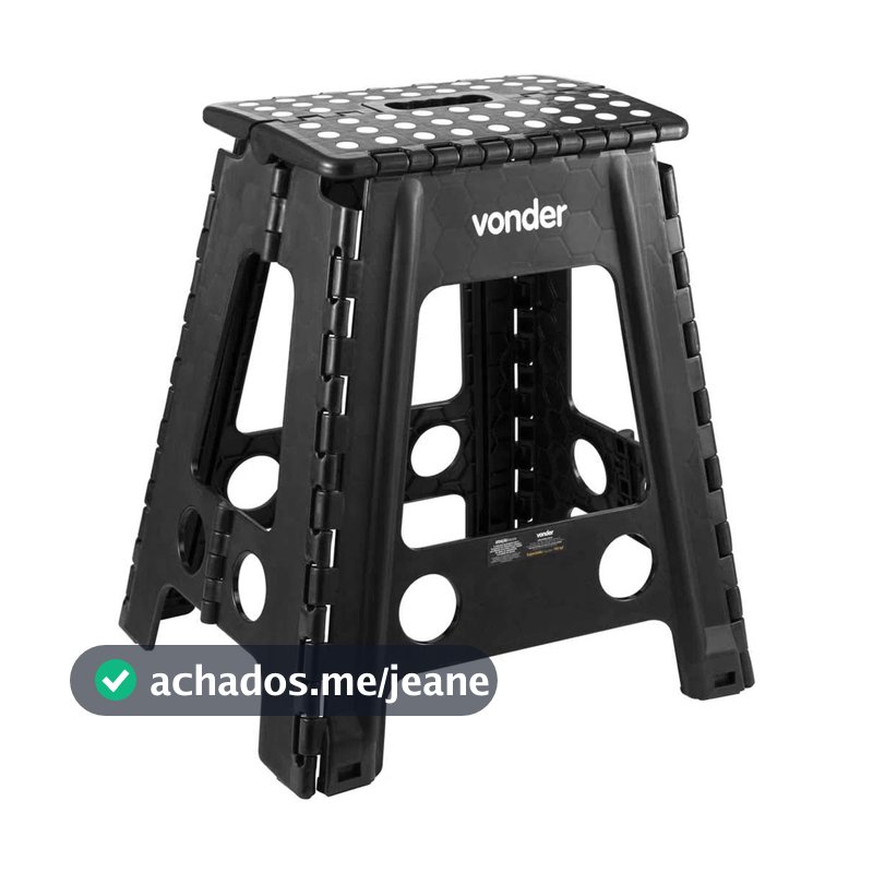 Banqueta Plástica Multiuso Dobrável 45cm Capacidade 150kg Vonder Preto