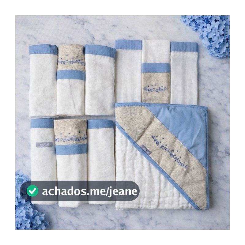 Kit Enxoval Bebê 10 Peças Linho Bordado, Fralda, Cueiro, Pano de Boca, Toalha Soft, Menina, Menino, Rosa, Bege, Verde