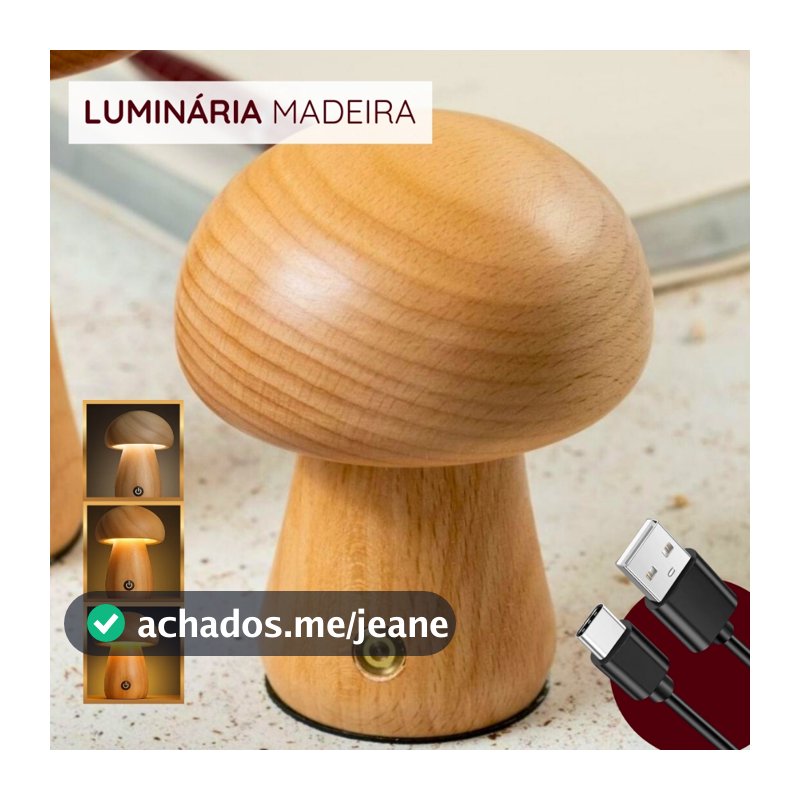 Luminária Abajur Cogumelo Recarregável Led Decoração