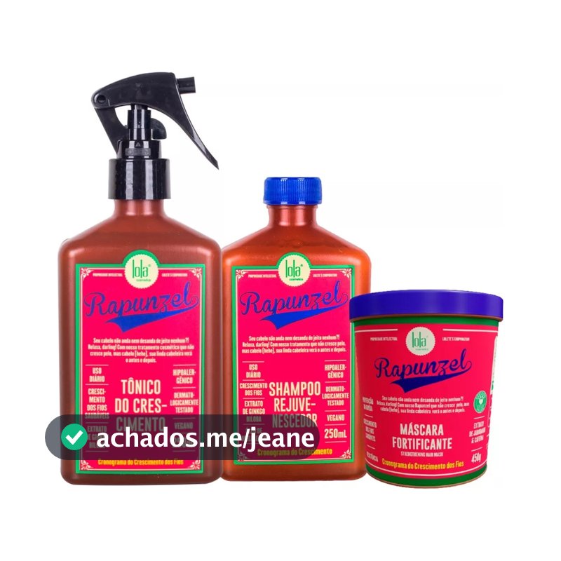 Kit Lola Cronograma Rapunzel Shampoo + Tônico + Mascara 450g