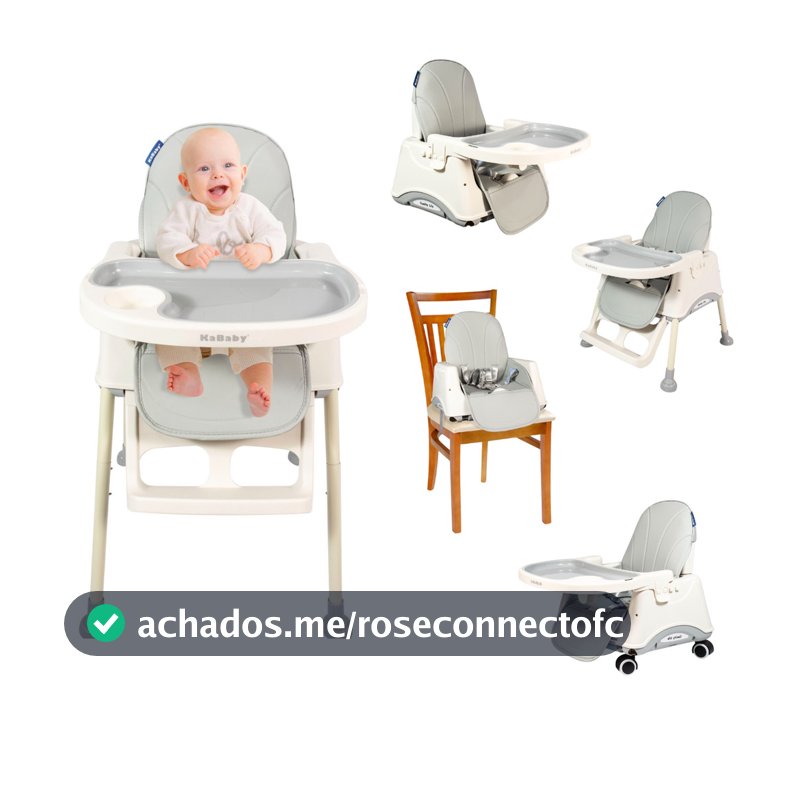 Cadeira De Alimentação Portátil Bebê Multifuncional 4 em 1 Gourmet C/ Cinto Bandeja Dupla Rodinhas Até 25kg