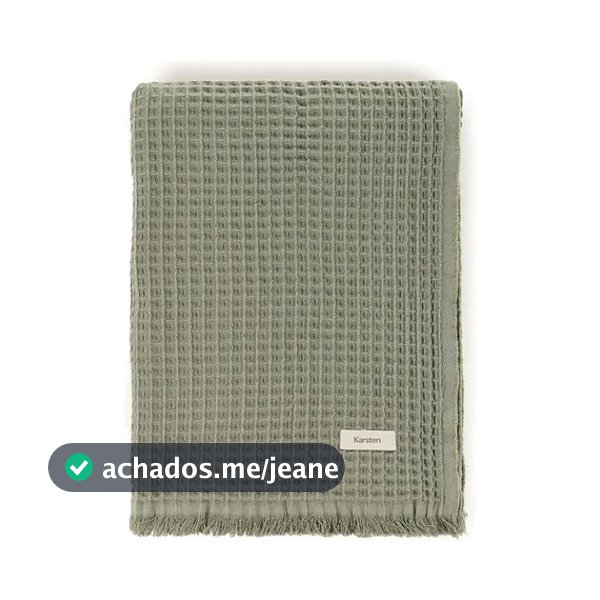 Manta Decorativa Denver Karsten 100% Algodão Pistache Lisa para Sofá e Cama Colcha Peseira com Franjas
