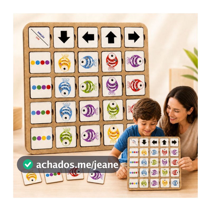 Brinquedo Educativo Infantil Jogo Pedagógico de Cores e Direções em MDF Raciocínio Lógico