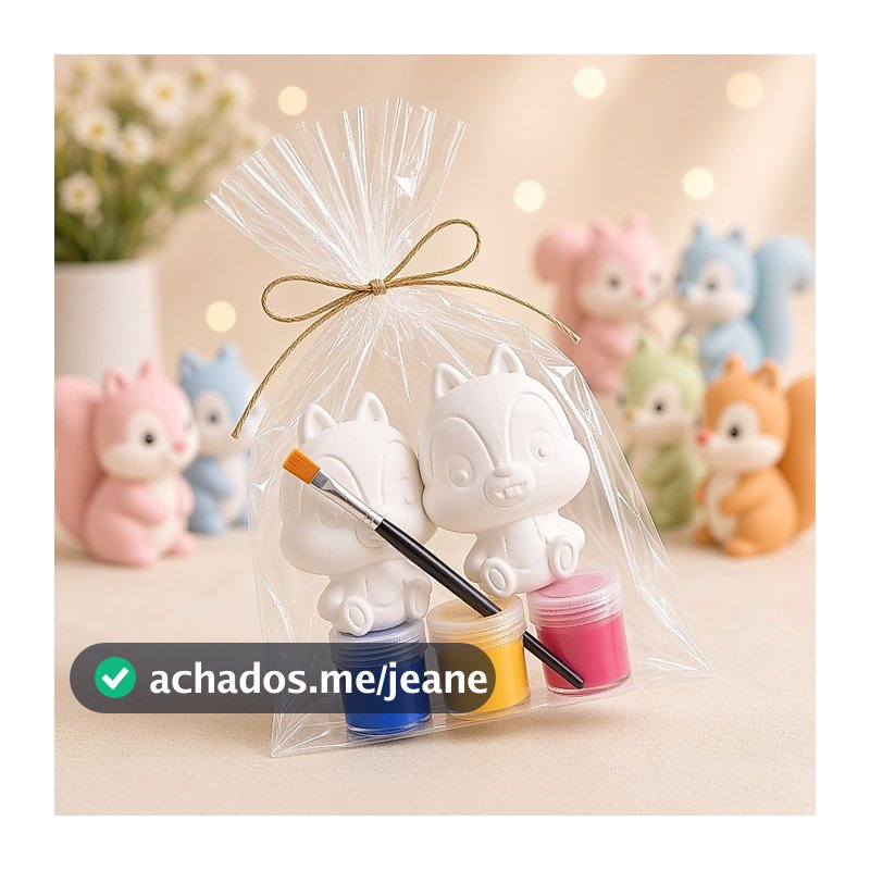 Kit Brinquedo Para Colorir Brincar Criança 2 Esquilos Tinta A Base De Agua 3 Brinquedo Pincel Goods De Colorir Pintar